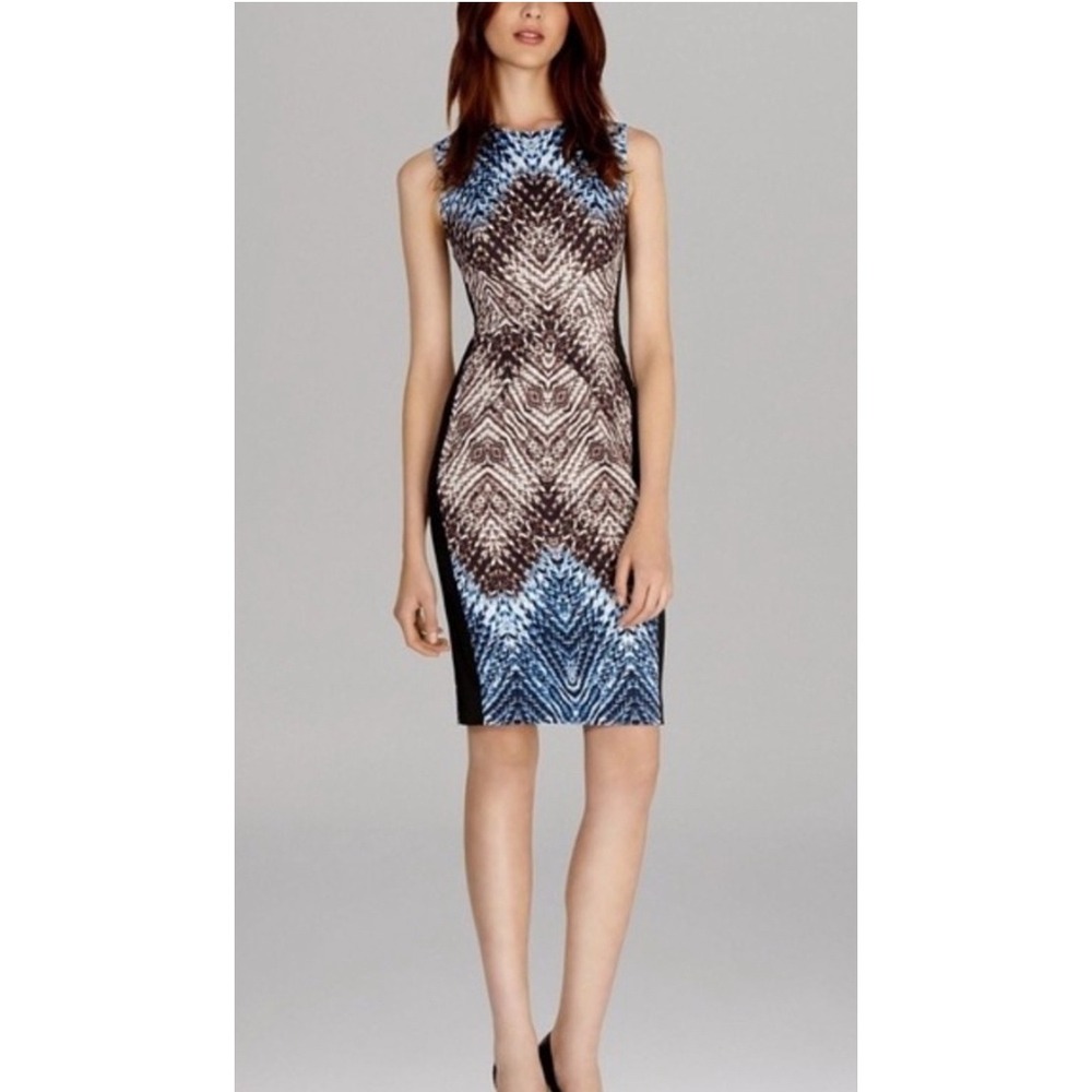 Karen Millen Sleeveless Tribal Print Sheath Dress‎ Sz 6 NWOT